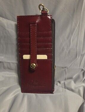 Brand New No Tqgs Patricia Nash Burgundy Leather Card Wallet with Zipper